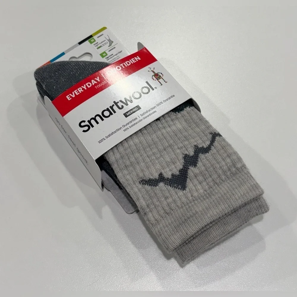 Smartwool Men's Large Everyday Horns Clash Crew Socks NWT Grey Blue Support
